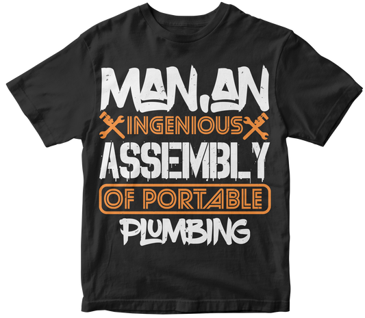 Man an ingenious assembly of portable plumbing