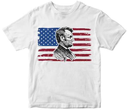 Abraham Lincoln with Clorful Distressed Flag